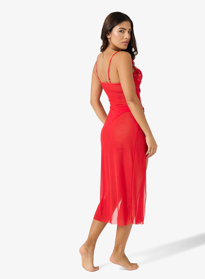 ELLA Sheer Night Dress With Lace Corset - Image 2